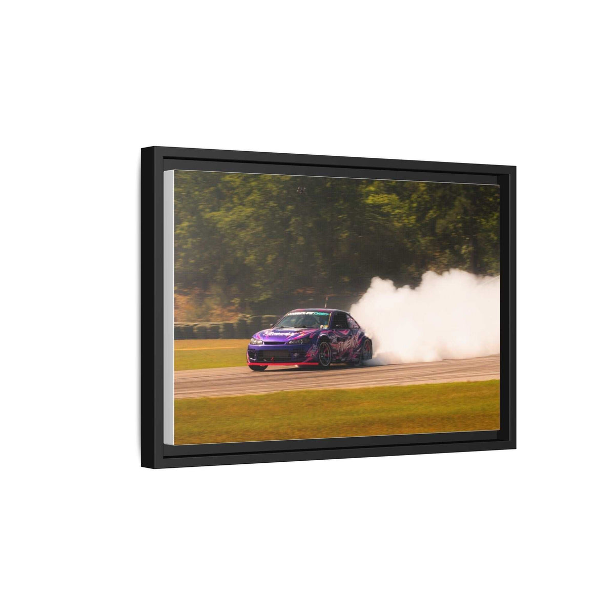 Purple Drift Car Framed Canvas Print