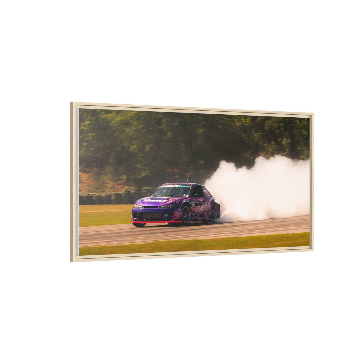 Purple Drift Car Framed Canvas Print