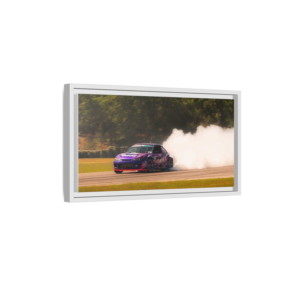 Purple Drift Car Framed Canvas Print