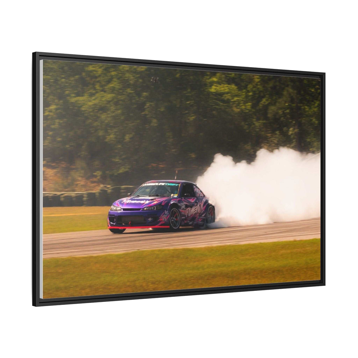 Purple Drift Car Framed Canvas Print