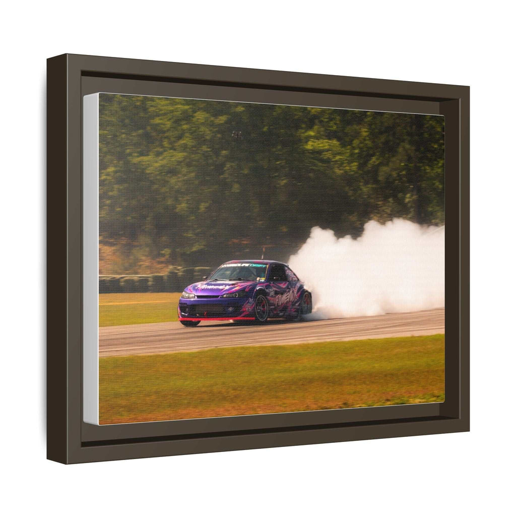 Purple Drift Car Framed Canvas Print