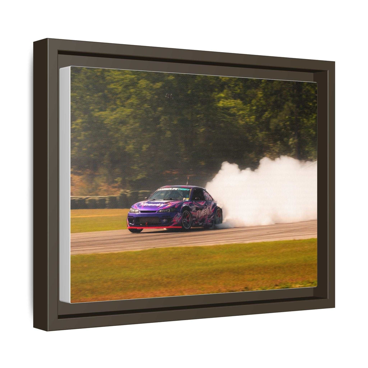 Purple Drift Car Framed Canvas Print