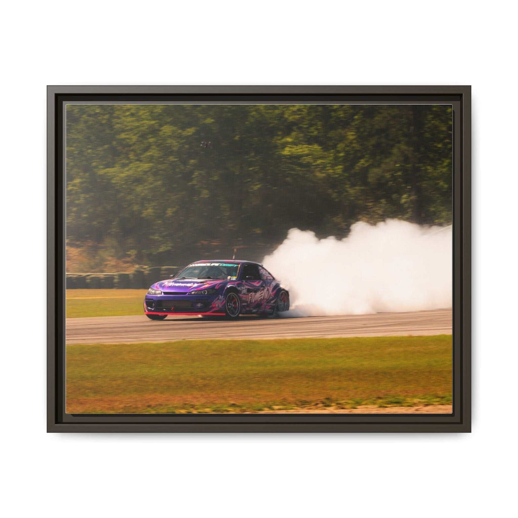 Purple Drift Car Framed Canvas Print
