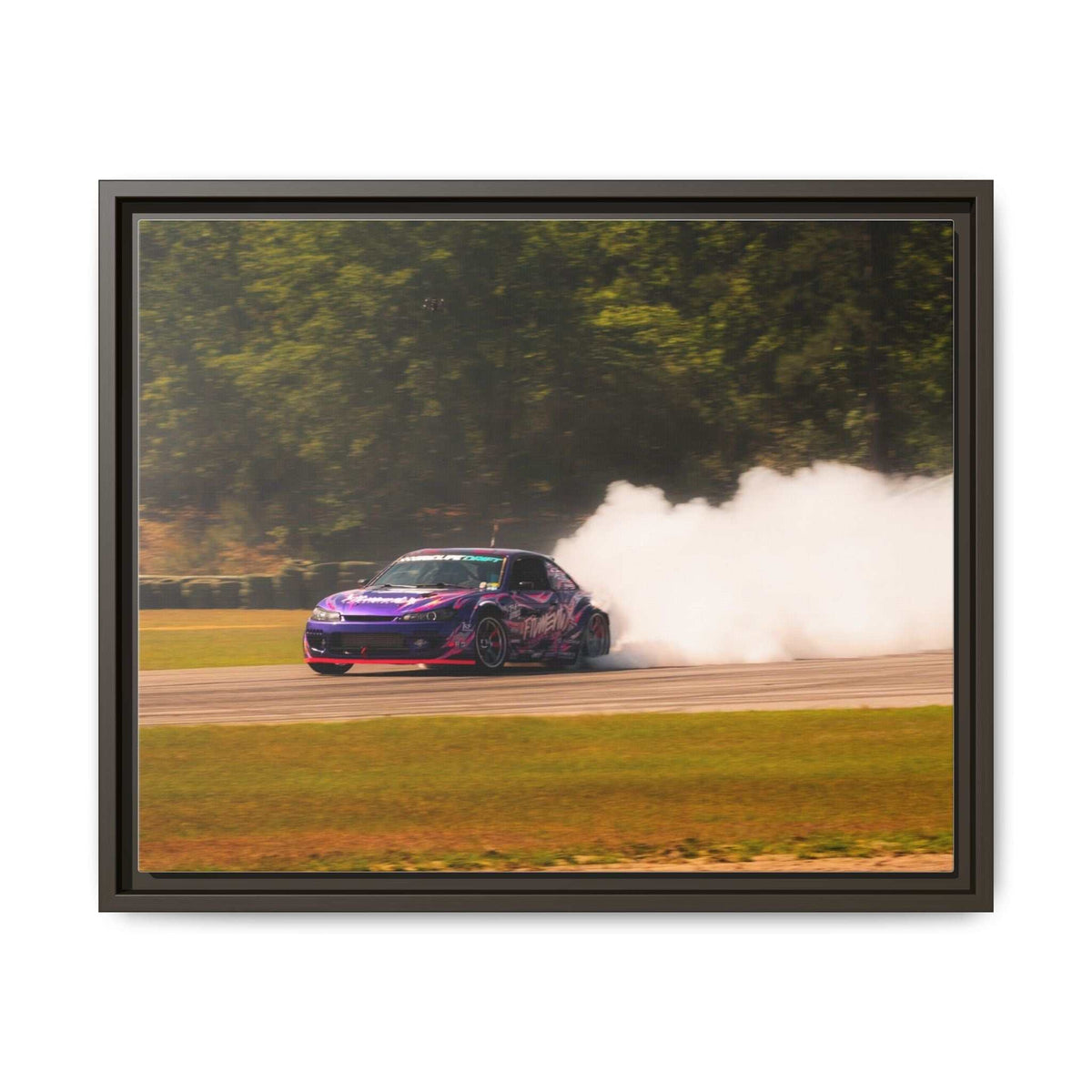 Purple Drift Car Framed Canvas Print