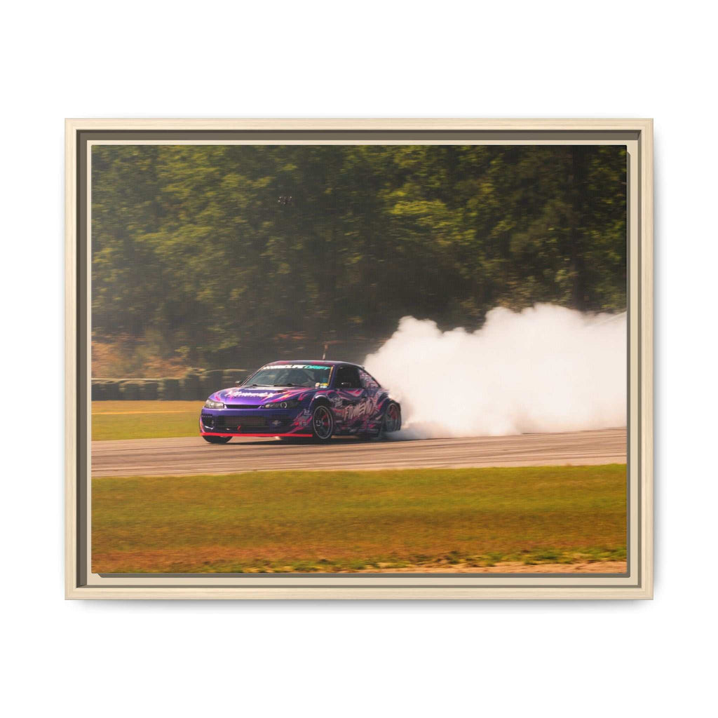 Purple Drift Car Framed Canvas Print