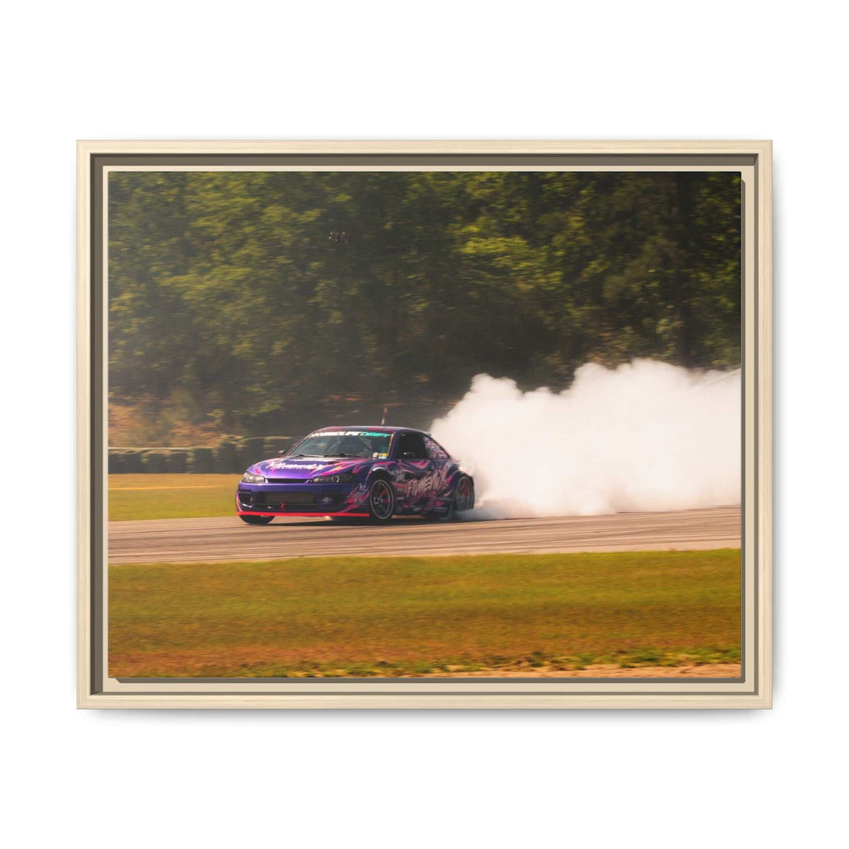 Purple Drift Car Framed Canvas Print