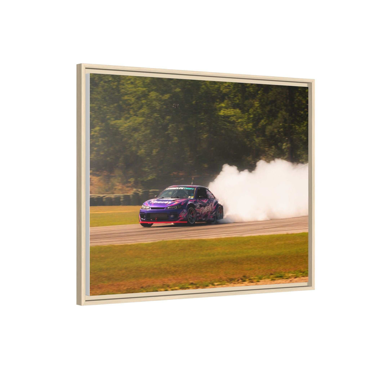 Purple Drift Car Framed Canvas Print
